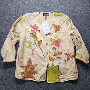 NEW Indigo Moon Embroidered Applique‎ Duster Style Jacket Blazer 2X Floral Fall